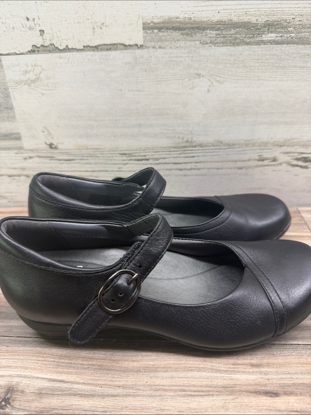 Dansko Loralie Women's Mary Jane size 7 37 Black Leather Round Toe Wedge Shoes - Picture 4 of 7
